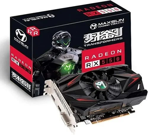 Maxsun RX 550 4GB GDDR5 ITX Gaming GPU - DVI-D, HDMI, DP, 128-Bit, DX12, PCIe X16 3.0.