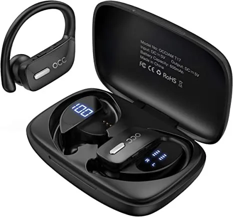 occiam Bluetooth Earbuds - 48H Play Back, Waterproof, LED Display - Perfect for Sports and Workouts