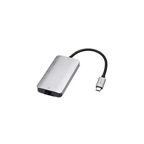 Amazon Basics USB-C Adapter: HDMI, Ethernet, USB 3.0, 100W PD (Gray)