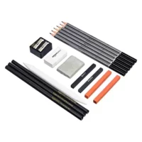 Amazon Basics Art Pencil Kit: 17 Piece Set with Charcoal, Black, White
